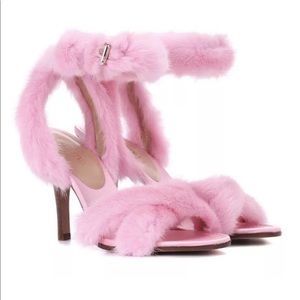 Valentino real mink heels shoes with box
